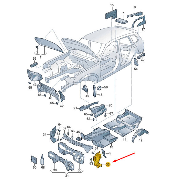 7P0863924B - NEW VW TOUAREG 7P MK2 RIGHT A-PILLAR SOUND ABSORBER 7P0863924B