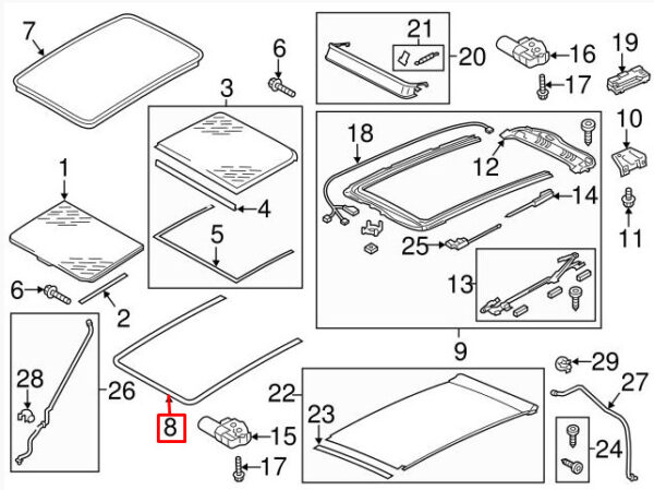 7P0877439A - NEW VOLKSWAGEN TOUAREG 7P INNER SUNROOF GASKET SEAL 7P0877439A
