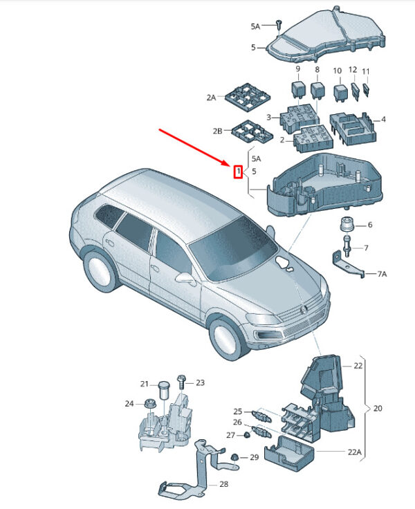 7P0907295 - New VW TOUAREG 7P MK2 Fuse Box LHD 7P0907295