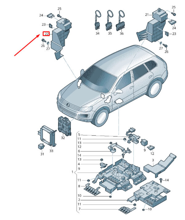 7P0941824 - NEW VW TOUAREG 7P MK2 RIGHT FUSE HOLDER RHD 7P0941824 ORIGINAL