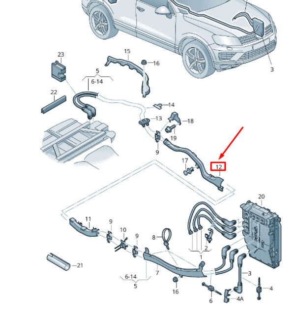 7P0971394 - VW Touareg 7P MK2 high voltage cable routing 7P0971394 NEW ORIGINAL