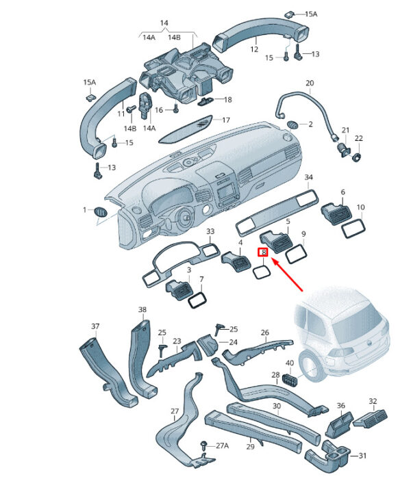7P1819578A3Q7 - NEW VW TOUAREG 7P DASHBOARD LEFT INNER AIR VENT TRIM LHD 7P1819578A3Q7