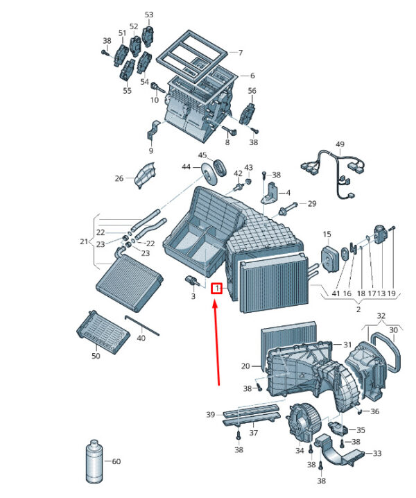 7P1820123 - NEW VW TOUAREG 7P MK2 EVAPORATOR HOUSING RHD 7P1820123