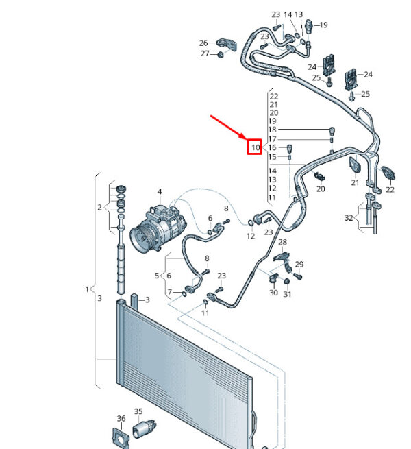 7P1820741CC - VW Touareg 7P MK2 refrigerant line left steering 7P1820741CC NEW ORIGINAL