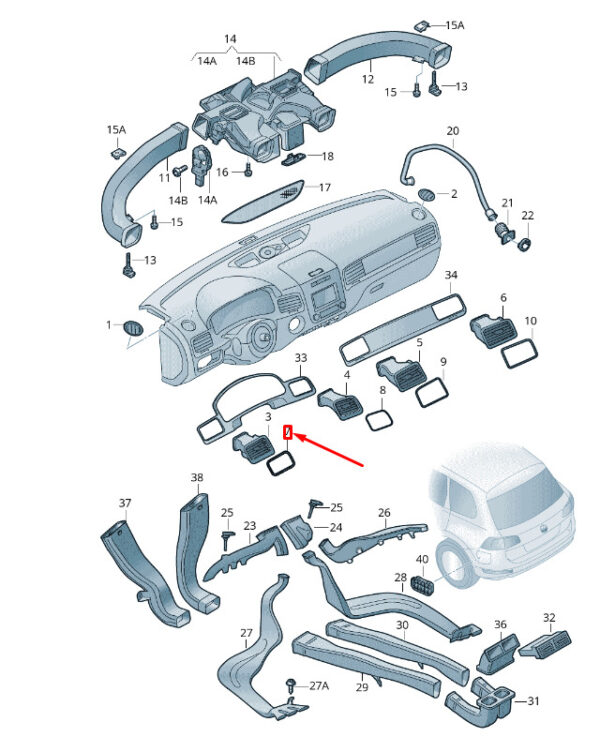 7P2819573C3Q7 - NEW VW TOUAREG 7P MK2 DASHBOARD LEFT AIR FITTING RHD 7P2819573C3Q7
