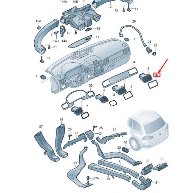 7P28195743Q7 - NEW VW TOUAREG 7P MK2 DASHBOARD RIGHT AIR EXHALATION RHD 7P28195743Q7