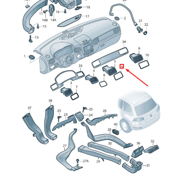 7P2819577A3Q7 - NEW VW TOUAREG 7P DASHBOARD RIGHT INTERIOR AIR VENT TRIC RHD 7P2819577A3Q7 ORIGINAL