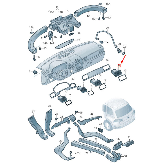 7P2819704BUBN - NEW VW TOUAREG 7P MK2 REGY REGHORD AIR VENT RHD 7P2819704BUBN ORIGINAL