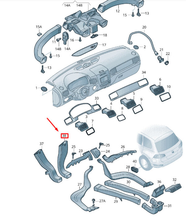 7P2819945A - NEW VW TOUAREG 7P FRONT RIGHT CAB HEATER AIR DUCT RHD 7P2819945A GENUINE