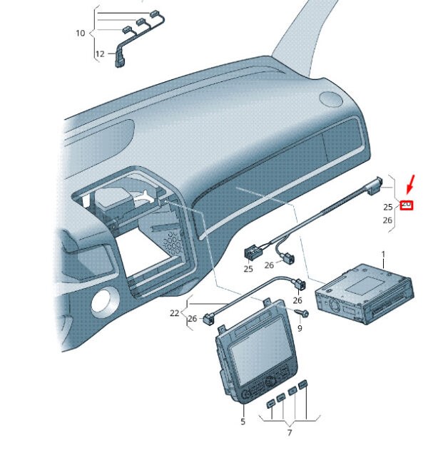 7P2971086 - NEW VW TOUAREG 7P EXTERNAL AUDIO SOURCES ADAPTER CABLE RHD 7P2971086 ORIGINAL