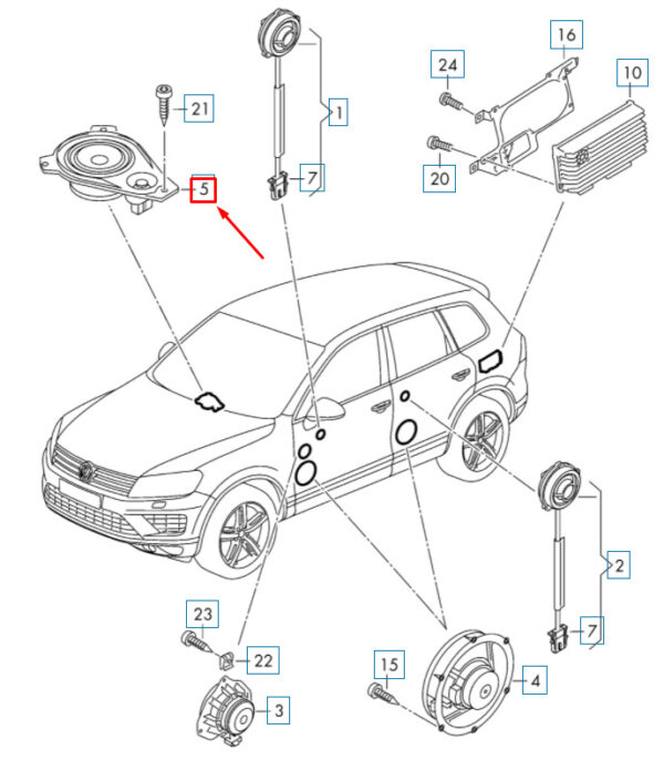 7P6035827A - NEW VOLKSWAGEN TOUAREG 7P MK2 CENTER DASHBOARD SOUND SPEAKER 7P6035827A ORIGINAL
