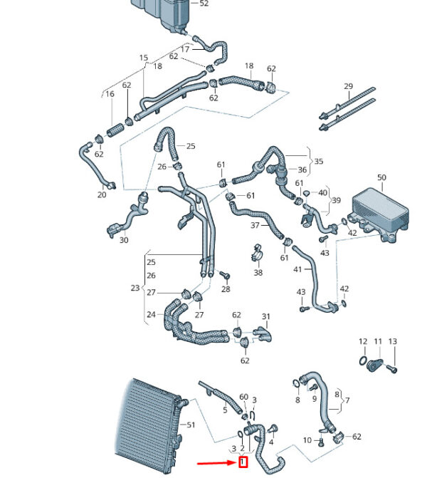 7P6122101K - NEW VW TOUAREG 7P MK2 COOLING HOSE PIPE 7P6122101K ORIGINAL