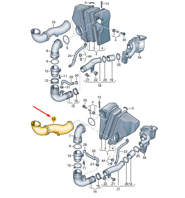 7P6128609A - NEW VW TOUAREG 7P MK2 LEFT AIR PIPE 7P6128609A