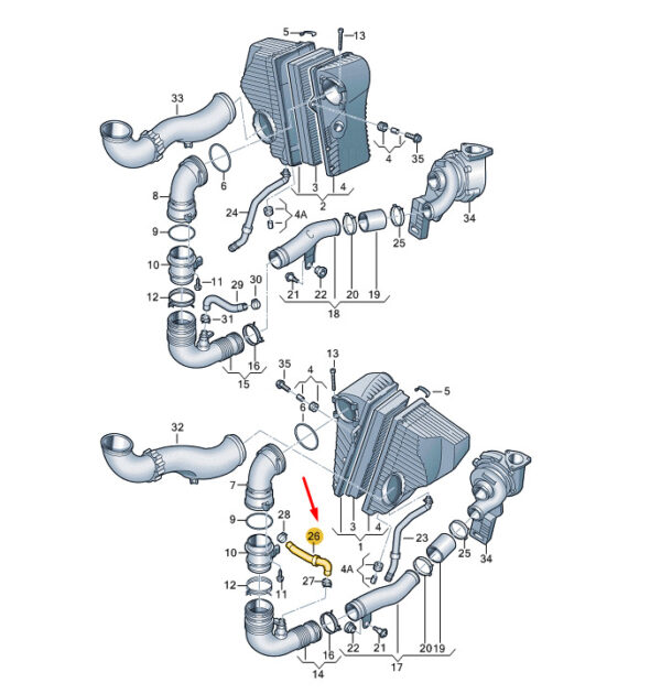 7P6129295 - NEW VW TOUAREG 7P MK2 LEFT VENT HOSE 7P6129295