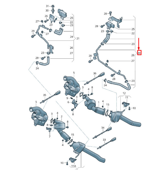 7P6131553 - VW TOUAREG 7P left control cable with pressure diff generator 7P6131553 NEW ORIGINAL