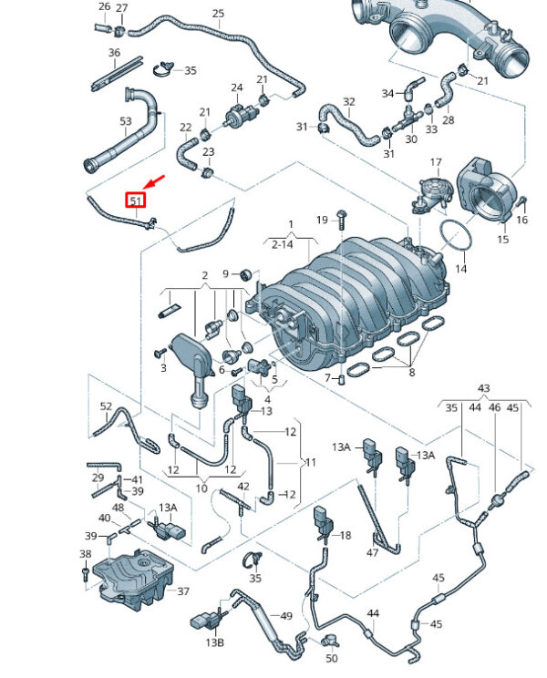 7P6133798N - NEW VW TOUAREG 7P MK2 VACUUM HOSE 7P6133798N