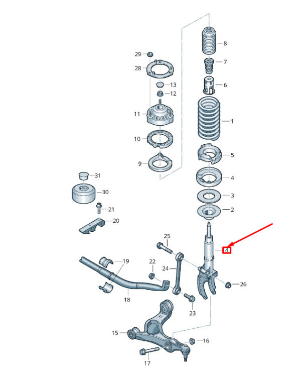 7P6413031AS - VW TOUAREG 7P MK2 shock absorber front left 7P6413031AS, NEW, original