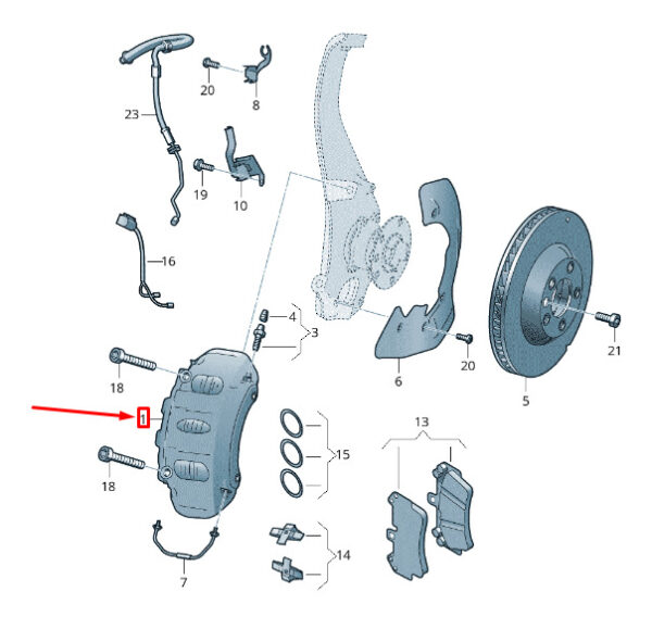 7P6615124H - NEW VW TOUAREG 7P MK2 FRONT RIGHT BRAKE CALIPER 7P6615124H