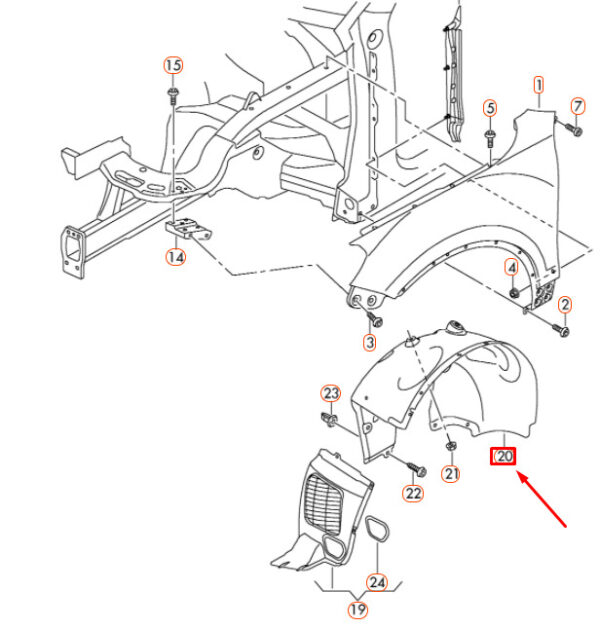 7P6805977A - NEW VOLKSWAGEN TOUAREG 7P FRONT LEFT WHEEL HOUSING LINER 7P6805977A ORIGINAL