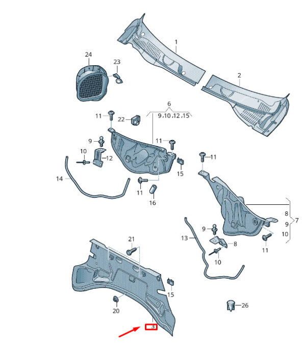 7P6819523 - VW Touareg 7P MK2 medium water box 7P6819523 NEW ORIGINAL