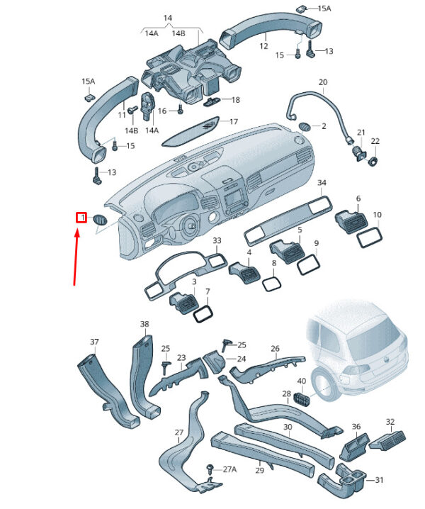 7P6819705JC6 - New VW TOUAREG 7P MK2 Left Upper Dash Defrost Air Vent 7P6819705JC6