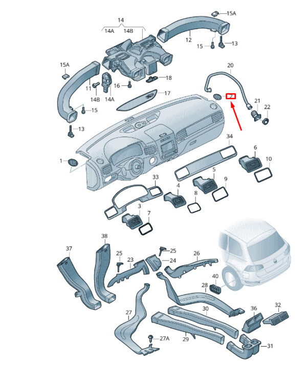 7P681970681U - NEW VW TOUAREG 7P MK2 RIGHT UPPER DASH DEFROST AIR VENT 7P681970681U ORIGINAL