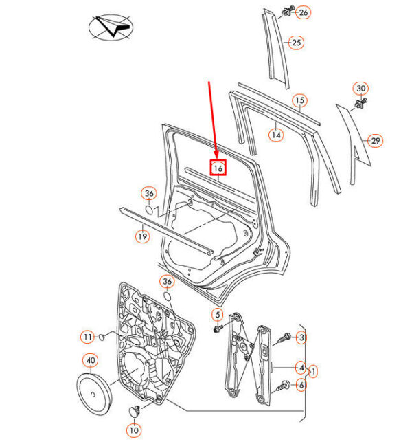 7P6839477C5AP - OEM VW TOUAREG 7P REAR LEFT OUTER WINDOW APERTURE SEAL 7P6839477C5AP GENUINE