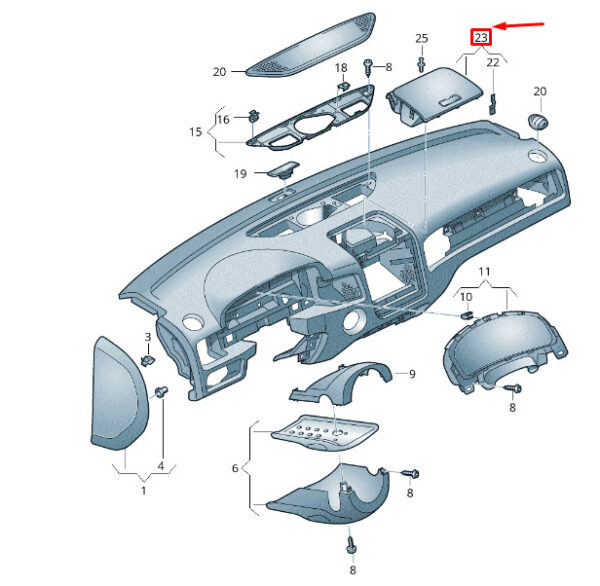 7P6857922GJC6 - VW Touareg 7P MK2 upper storage compartment for dashboard 7P6857922GJC6 part