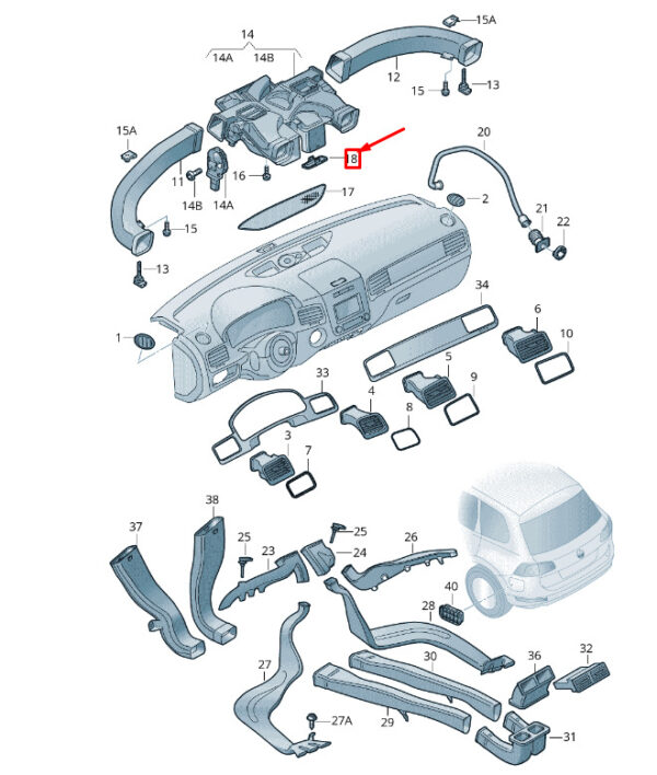 7P6857995 - VW Touareg 7P MK2 air intermediate cover 7P6857995 NEW ORIGINAL