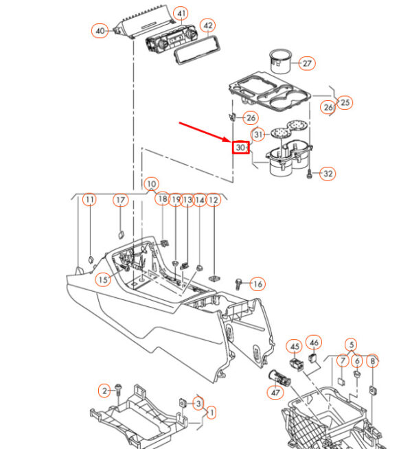 7P68586029B9 - NEW VOLKSWAGEN TOUAREG 7P CENTRE CONSOLE DRINKS HOLDER 7P68586029B9