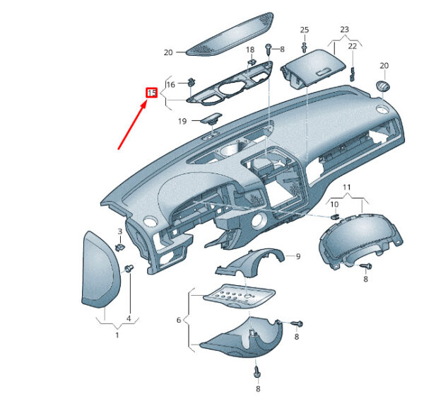 7P68588639B9 - NEW VW TOUAREG 7P MK2 DASH PANEL UPPER CENTER SUPPORT 7P68588639B9