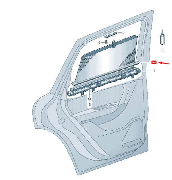 7P6861318C82V - NEW VW TOUAREG MK2 REAR RIGHT DOOR WINDOW ROLLER SUNBLIND 7P6861318C82V