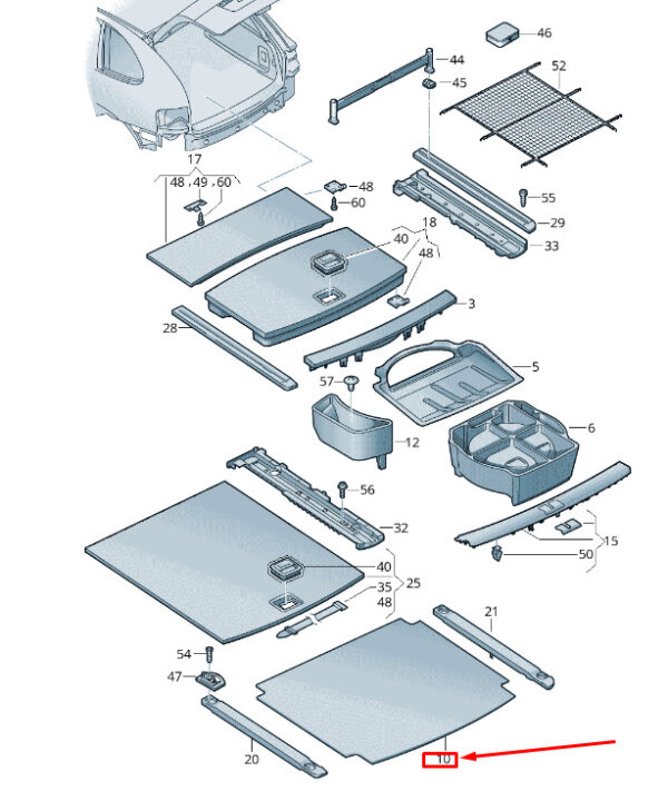 7P6862607EOM - VW TOUAREG 7P MK2 luggage compartment base mat 7P6862607EOM NEW GENUINE