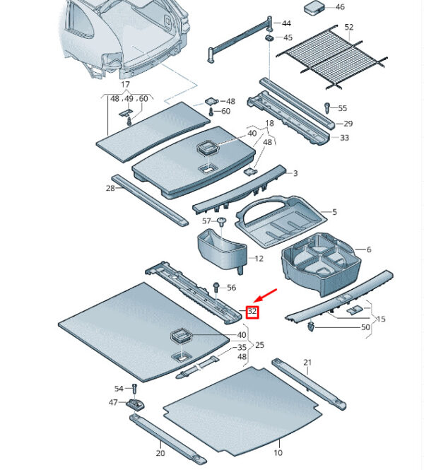 7P6863599A - NEW VW TOUAREG 7P MK2 TRUNK FLOOR PLATE LEFT UNDERLAY 7P6863599A ORIGINAL