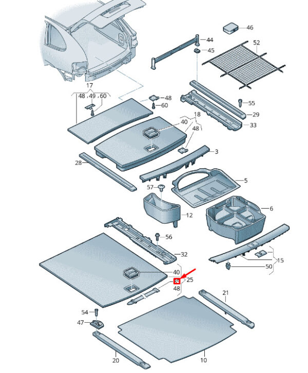 7P6863637A - NEW VW TOUAREG 7P MK2 LUGGAGE RUBBER HOLDING STRAP 7P6863637A