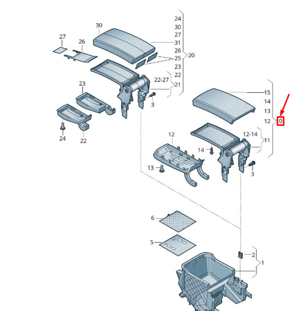 7P6864207C79X - NEW VW TOUAREG 7P MK2 ARMREST 7P6864207C79X