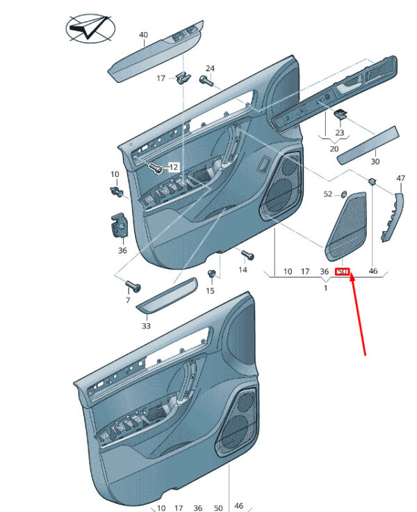 7P686714982V - NEW VW TOUAREG 7P MK2 FRONT LEFT DOOR LOUDSPEAKER COVER 7P686714982V