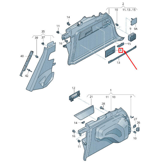 7P6867937Q70 - NEW VW TOUAREG 7P MK2 RIGHT PACKING SLIDE COVER 7P6867937Q70 ORIGINAL