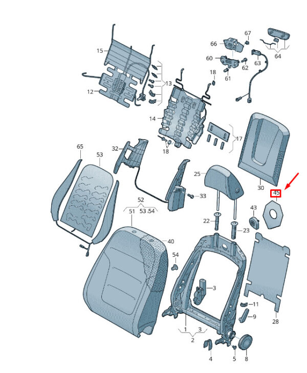 7P6881387C - NEW VW TOUAREG 7P MK2 FRONT RIGHT SEAT FLEECE 7P6881387C ORIGINAL