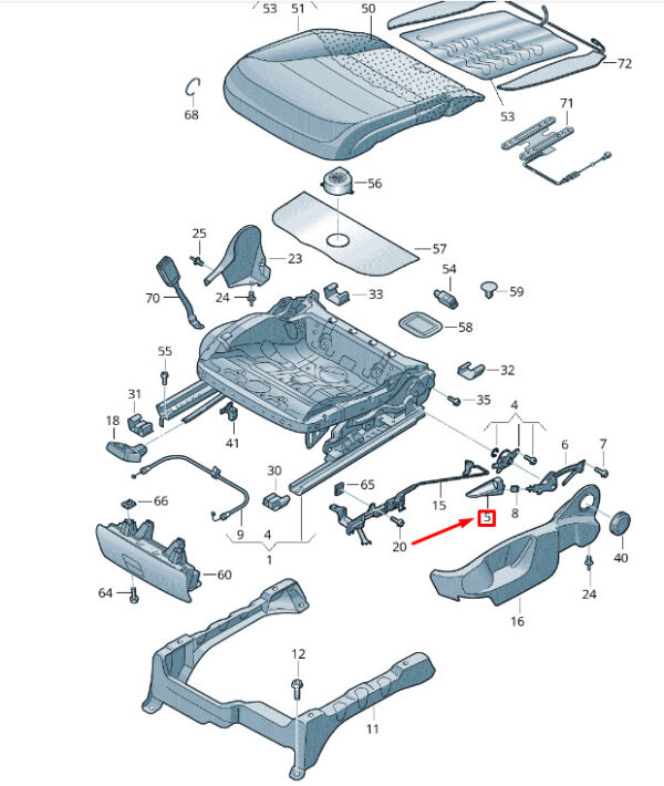 7P6882251A82V - NEW VW TOUAREG MK2 FRONT LEFT SEAT HEIGHT ADJUSTMENT. HANDLE 7P6882251A82V