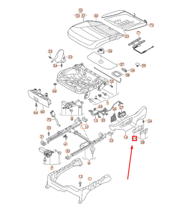 7P6882516D9B9 - NEW VW TOUAREG 7P FRONT RIGHT SEAT POWER SWITCH BEZEL TRIM 7P6882516D9B9