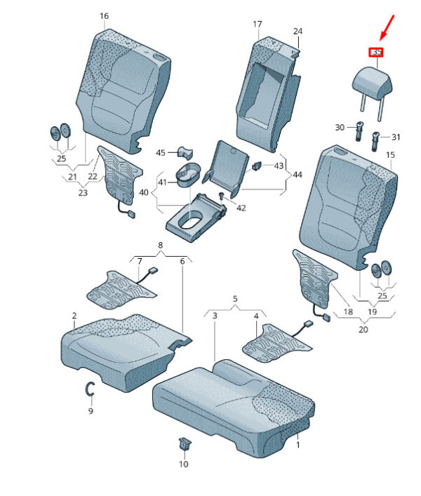7P6885901FGWT - NEW VW TOUAREG 7P MK2 REAR SEAT HEAD REST 7P6885901FGWT