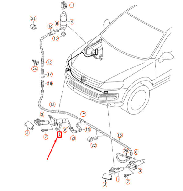 7P6955978 - NEW VW TOUAREG 7P RIGHT HEADLIGHT WASHER LIFT CYLINDER 7P6955978 ORIGINAL