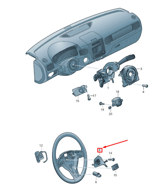 7P6959538A - NEW VW TOUAREG 7P STEERING WHEEL RIGHT MULTIFUNCTION BUTTON 7P6959538A