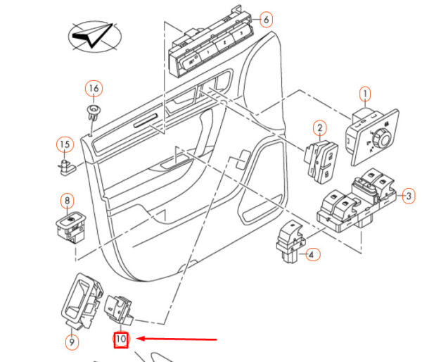 7P6959831 - NEW VW TOUAREG TRUNK HATCH LID RELEASE BUTTON 7P6959831 ORIGINAL