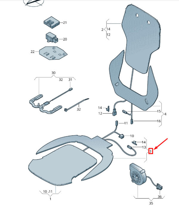 7P6963551A - NEW VW TOUAREG 7P MK2 FRONT SEAT BOLSTER HEATER ELEMENT 7P6963551A