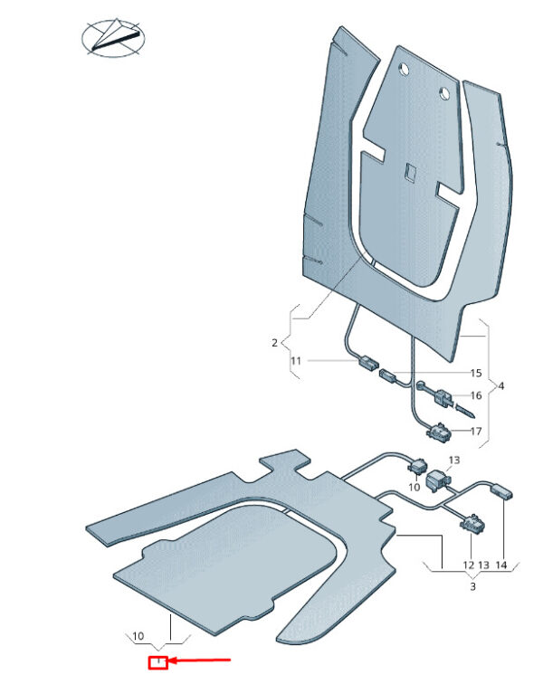 7P6963561 - NEW VW TOUAREG 7P MK2 FRONT LEFT SEAT HEATER ELEMENT 7P6963561