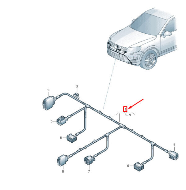 7P6971073B - VW Touareg 7P MK2 cable set for front frames 7P6971073B, original part