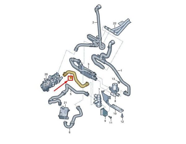 7T0122073CD - VW MULTIVAN T7 ST ENGINE COOLANT HOSE 7T0122073CD NEW GENUINE