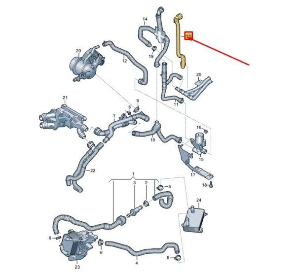 7T0122073CE - VW MULTIVAN T7 ST ENGINE COOLANT HOSE 7T0122073CE NEW GENUINE